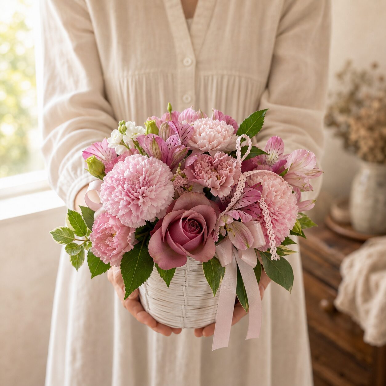 季節のお花を使ったやさしい色合いの生花アレンジメント TEN PETAL