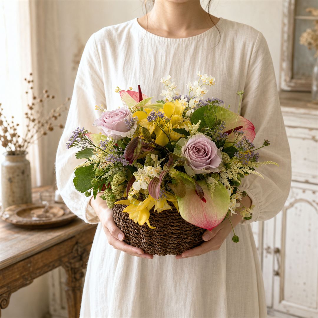 個性派バスケットアレンジメント 生花 名古屋 TEN PETAL